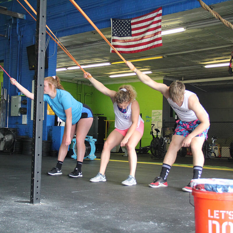Teenage kids stretching